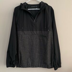 Empyre Mens Black and Gray 1/4 Zip Windbreaker Jacket Pullover Size Medium